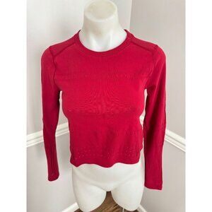 CALIA by Carrie Underwood Pointelle Seamless Long Sleeve T-Shirt Opulent Red S/M